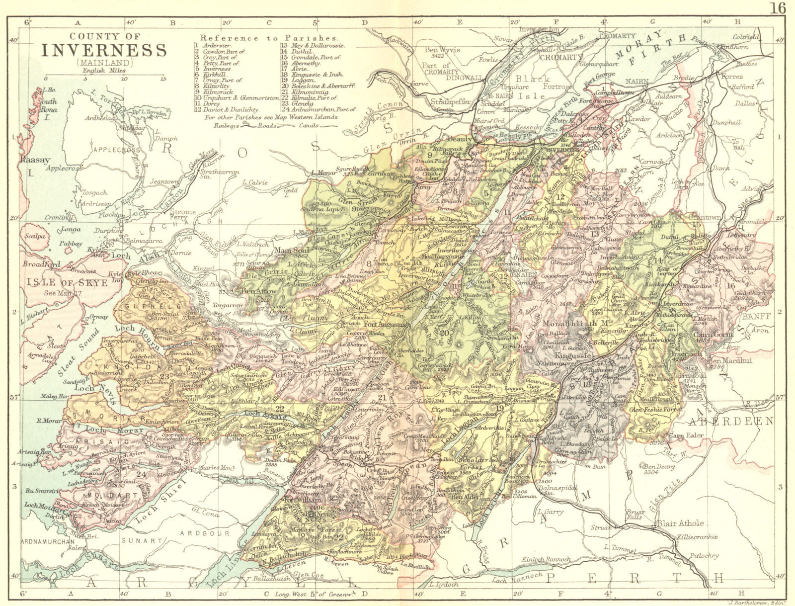 SCOTLAND. Inverness-shire. Philip 1891 old antique vintage map plan chart